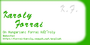 karoly forrai business card